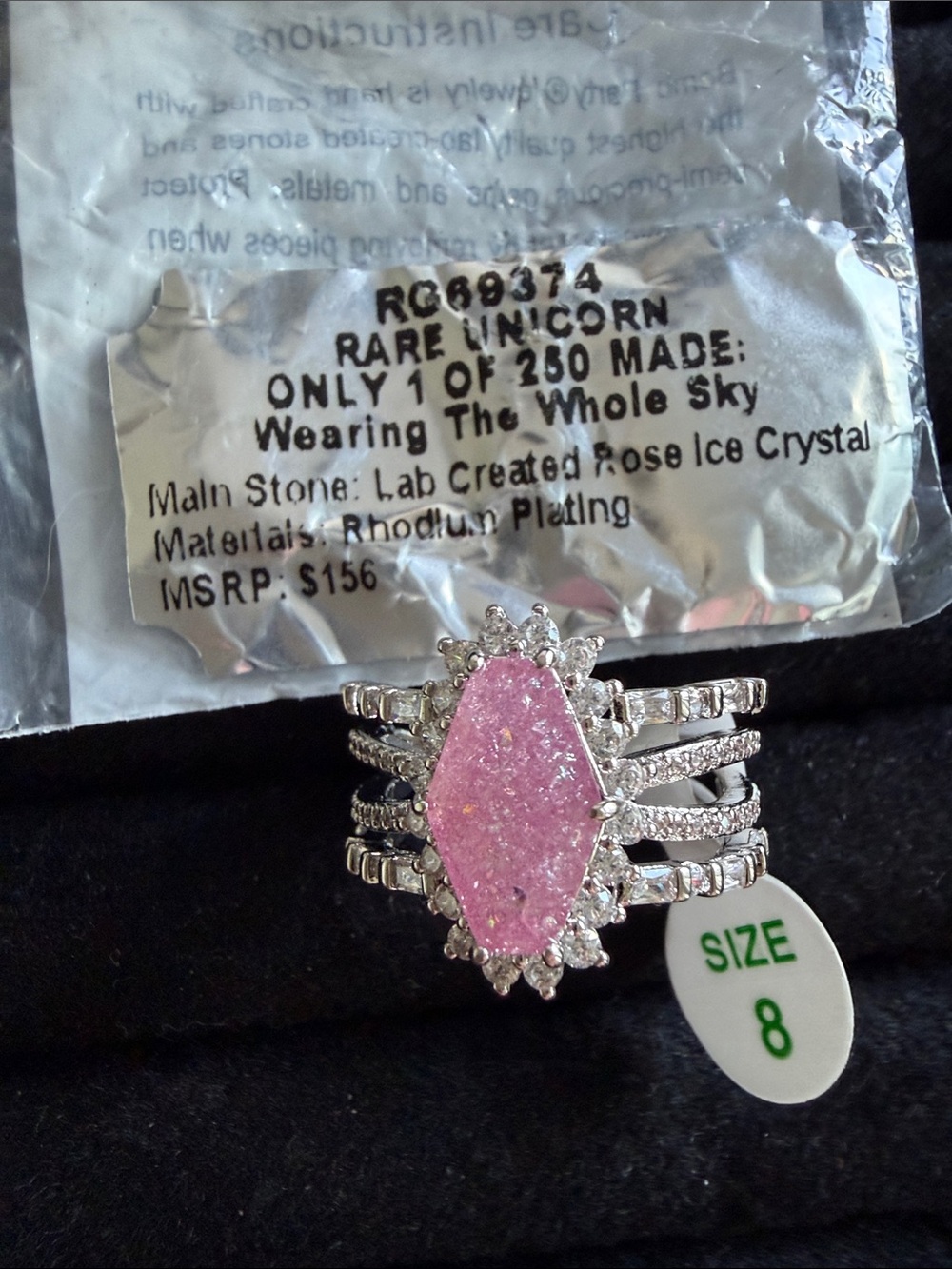 Lab-Created Rose Ice Crystal Ring in Pink - Size 8